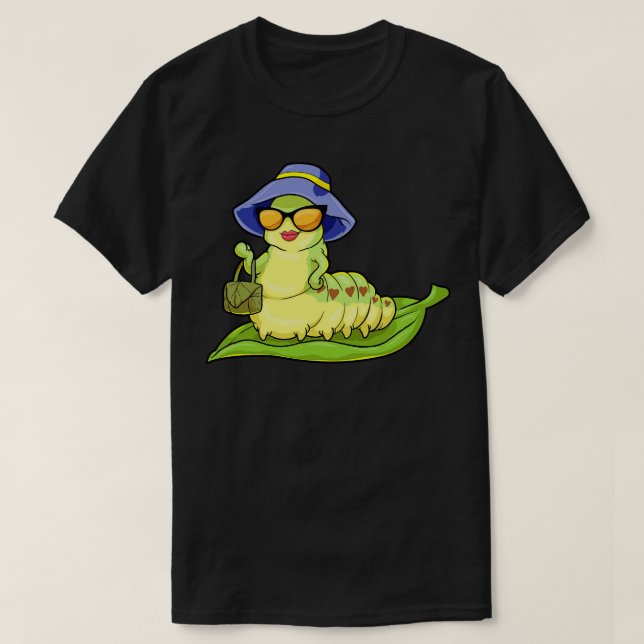 Caterpillar with Ladies Glamour Handbag Sunglasses T-Shirt (Design Front)