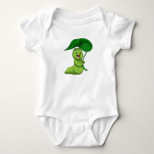 Caterpillar with Leaf as Parasol Baby Bodysuit