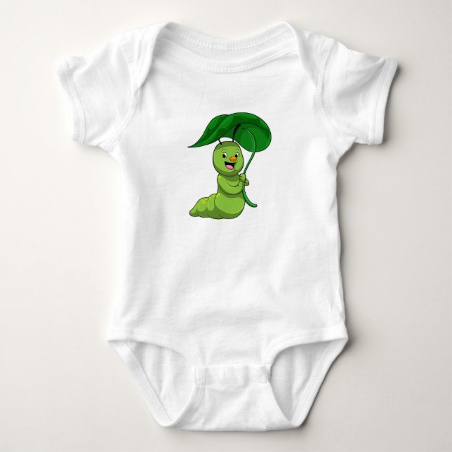 Caterpillar with Leaf as Parasol Baby Bodysuit (Front)
