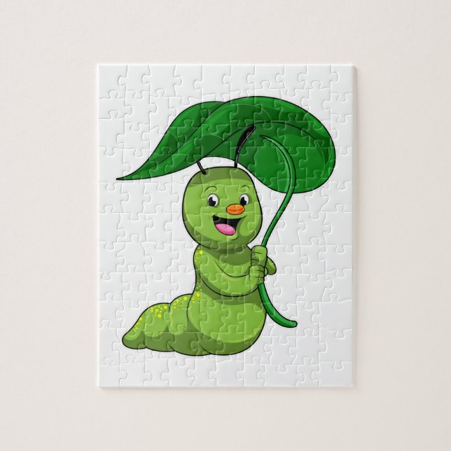 Caterpillar with Leaf as Parasol Jigsaw Puzzle (Vertical)