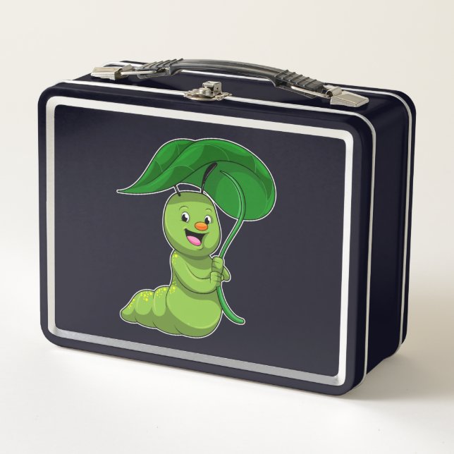 Caterpillar with Leaf as Parasol Metal Lunch Box (Front)