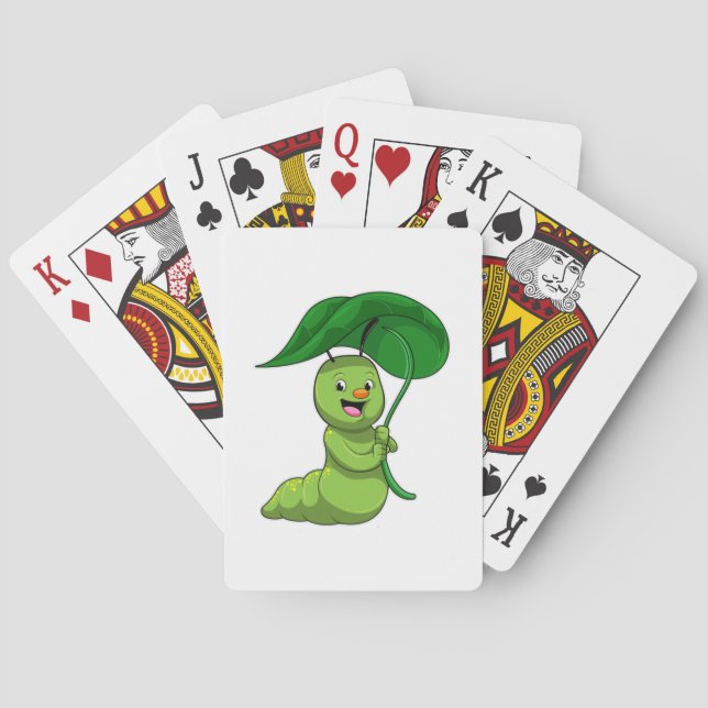 Caterpillar with Leaf as Parasol Playing Cards (Back)