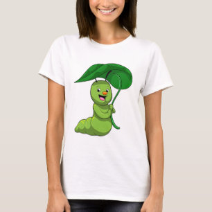Caterpillar with Leaf as Parasol T-Shirt