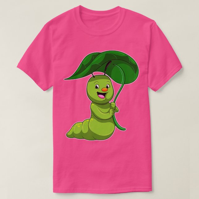 Caterpillar with Leaf as Parasol T-Shirt (Design Front)