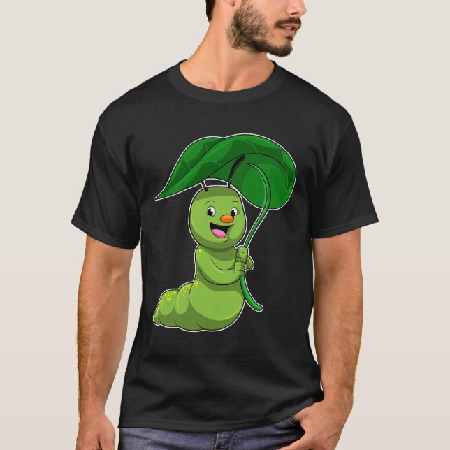 Caterpillar with Leaf as Parasol T-Shirt (Front)
