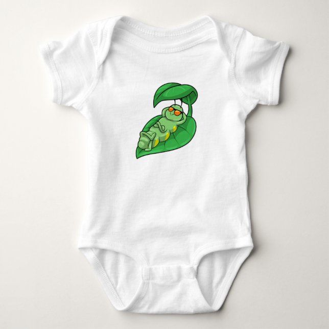 Caterpillar with Leaf Baby Bodysuit (Front)