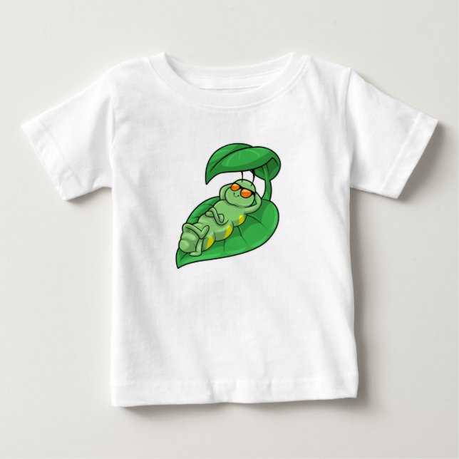 Caterpillar with Leaf Baby T-Shirt (Front)