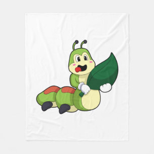 Caterpillar with Leaf Fleece Blanket