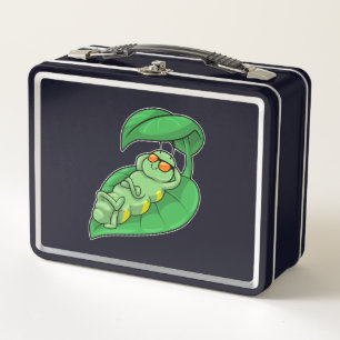 Caterpillar with Leaf Metal Lunch Box