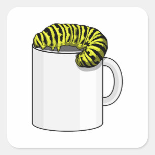 Caterpillar with Mug Square Sticker