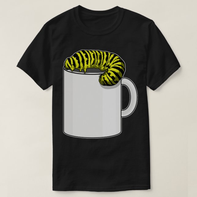 Caterpillar With Mug  T-Shirt (Design Front)