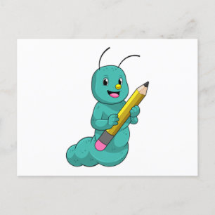 Caterpillar with Pencil Postcard