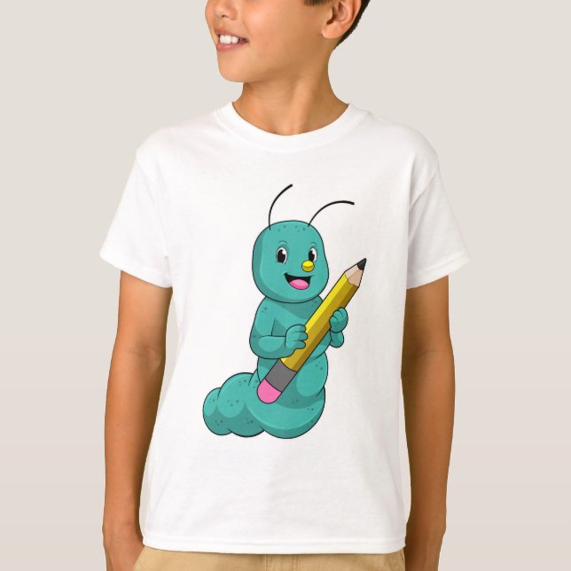 Caterpillar with Pencil T-Shirt (Front)