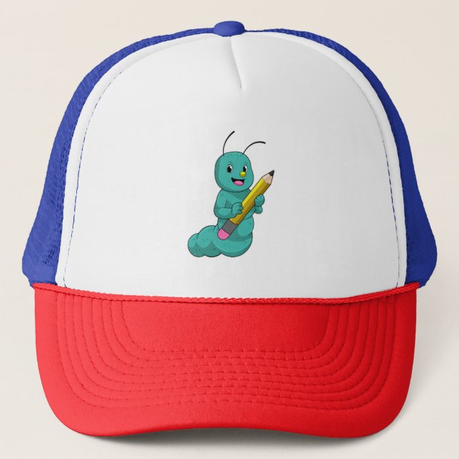 Caterpillar with Pencil Trucker Hat (Front)