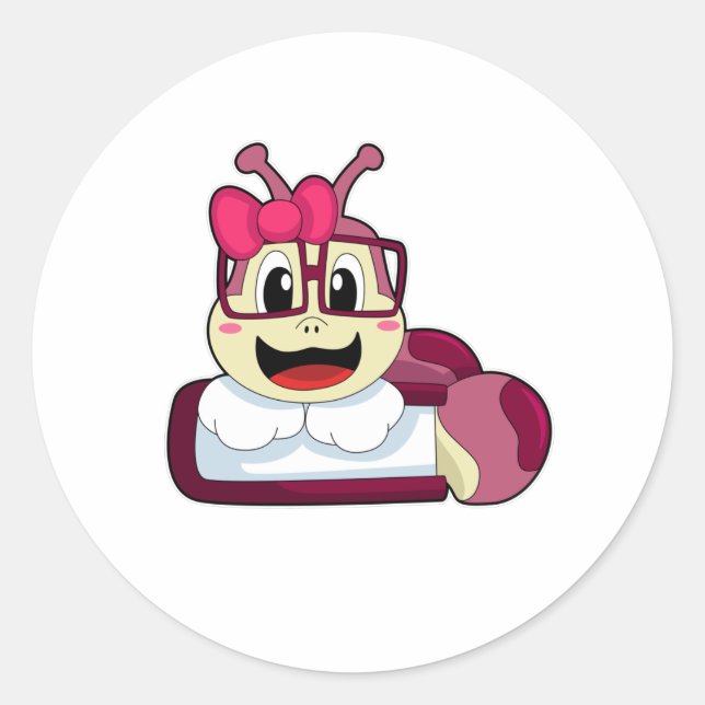 Caterpillar with Ribbon Classic Round Sticker (Front)