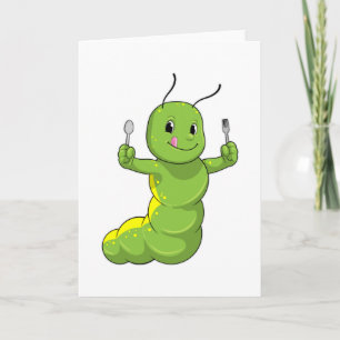 Caterpillar with Spoon & Fork Card