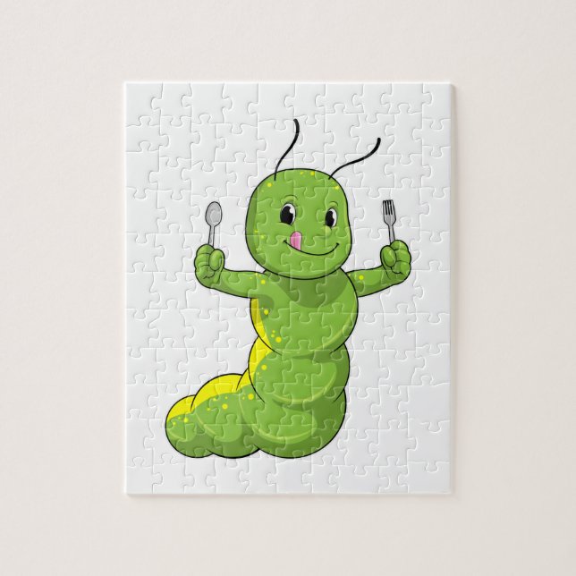 Caterpillar with Spoon & Fork Jigsaw Puzzle (Vertical)