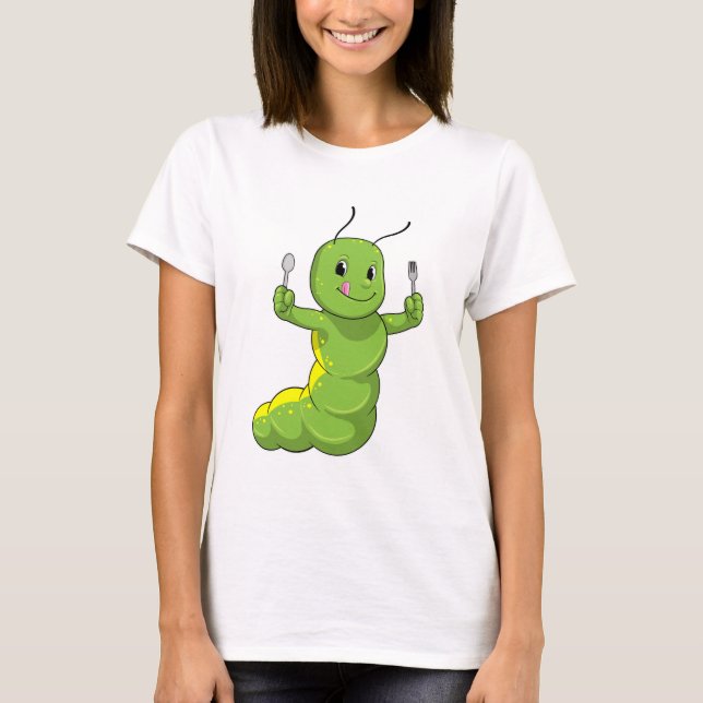 Caterpillar with Spoon & Fork T-Shirt (Front)