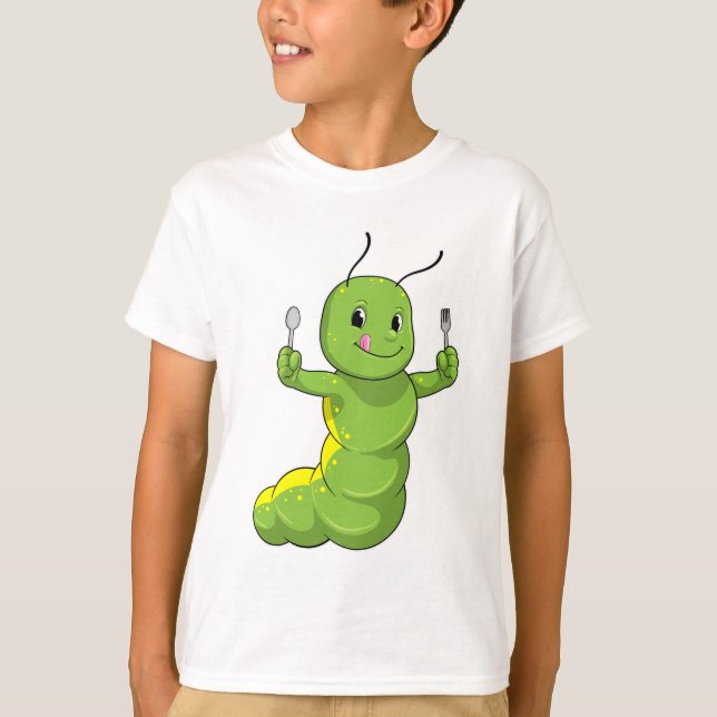 Caterpillar with Spoon & Fork T-Shirt (Front)