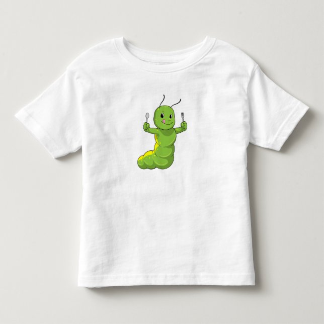 Caterpillar with Spoon & Fork Toddler T-Shirt (Front)