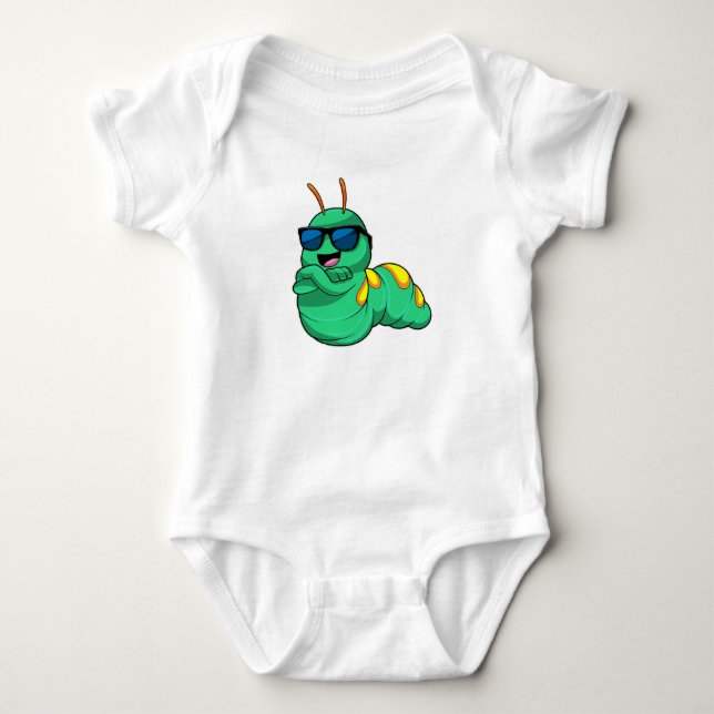 Caterpillar with Sunglasses Baby Bodysuit (Front)