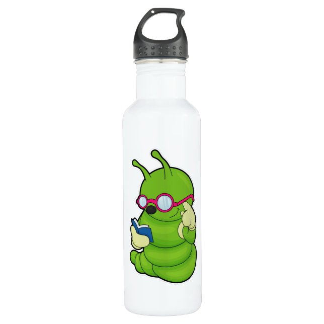 Caterpillar with Sunglasses & Book 710 Ml Water Bottle (Front)