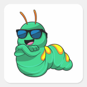 Caterpillar with Sunglasses Square Sticker