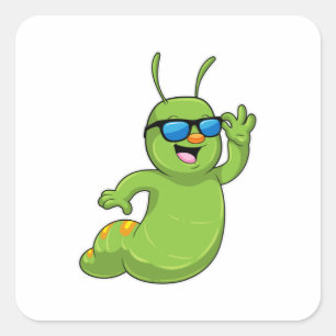 Caterpillar with Sunglasses Square Sticker
