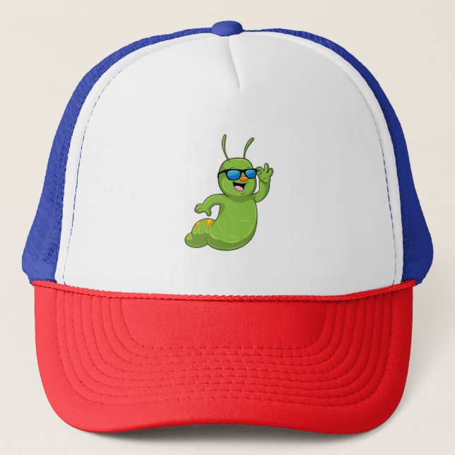 Caterpillar with Sunglasses Trucker Hat (Front)