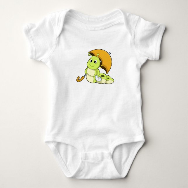 Caterpillar with Umbrella Baby Bodysuit (Front)