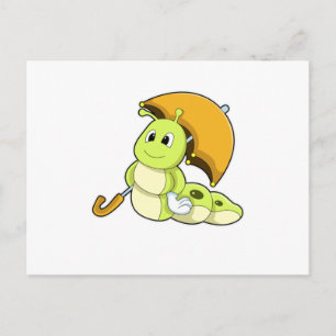 Caterpillar with Umbrella Postcard