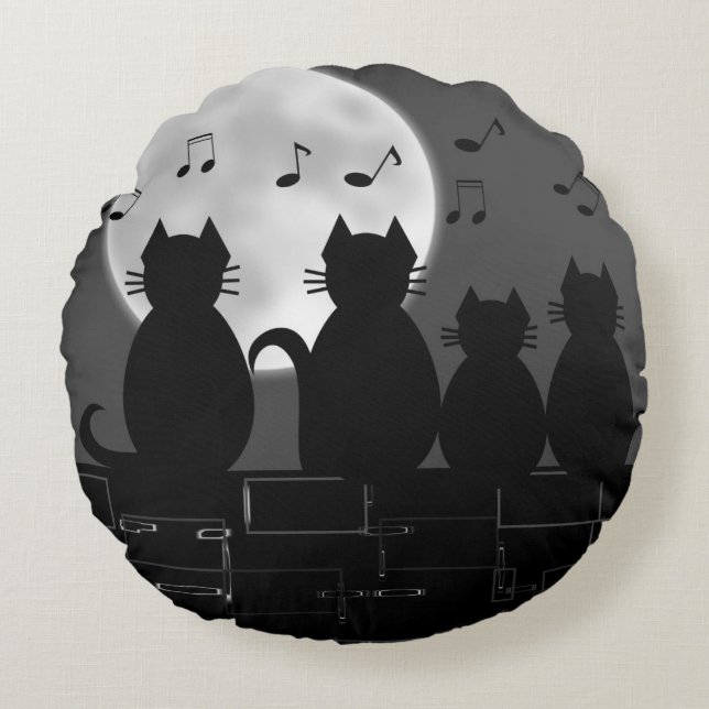 caterwauling by moonlight round cushion (Front)