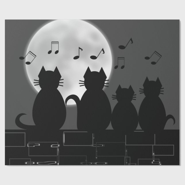 Caterwauling by moonlight wrapping paper (Flat)