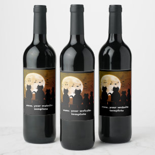 caterwauling ,Cats in the moonlight. Personalise Wine Label