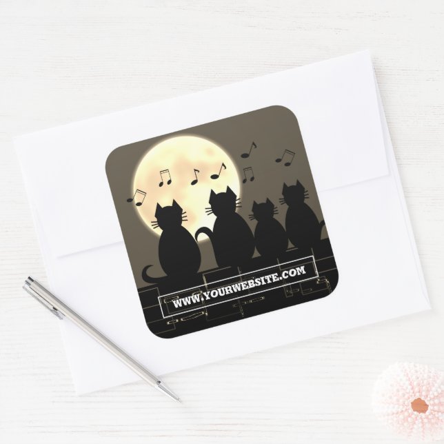 caterwauling ,Cats in the moonlight. Square Sticker (Envelope)
