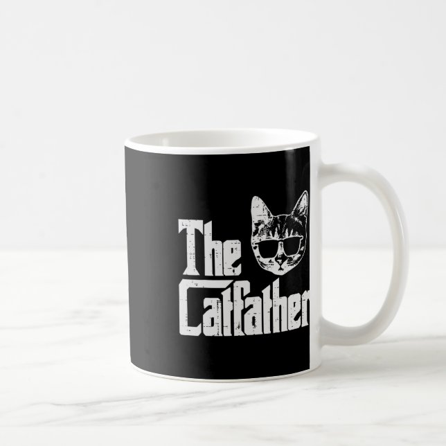 Catfather Funny Cat Dad Fathers Day Movie Pun Papa Coffee Mug (Right)