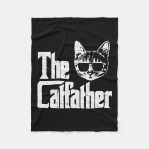 Catfather Funny Cat Dad Fathers Day Movie Pun Papa Fleece Blanket
