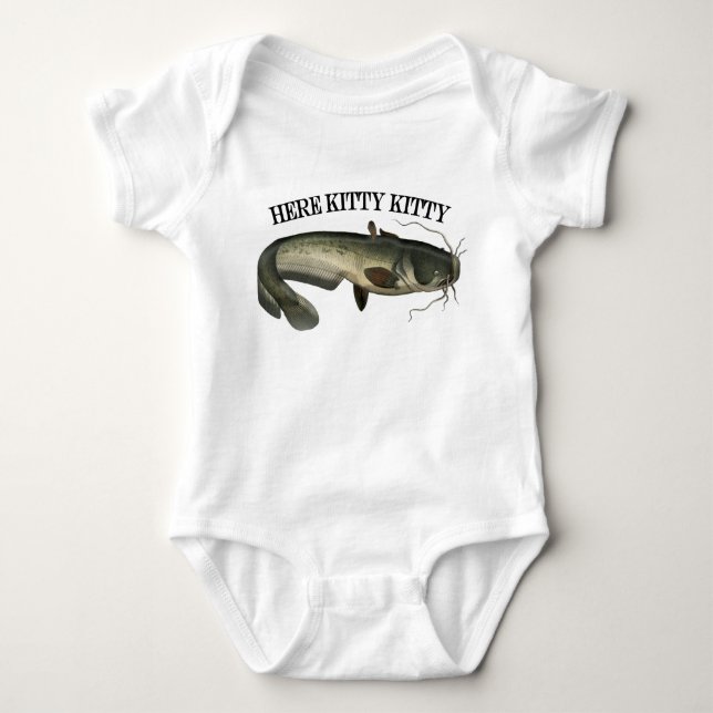 Catfish Fishing Here Kitty Kitty Baby Bodysuit (Front)