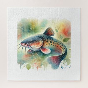 Catfish in Watercolor Art 170724AREF129 - Watercol Jigsaw Puzzle