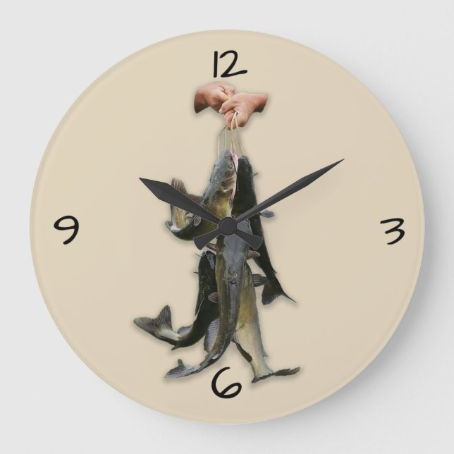 Catfish on a Stringer Large Clock (Front)