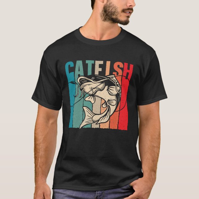Catfish Retro Catfishing Freshwater Fishing Fisher T-Shirt (Front)