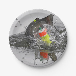 Catfish Takes The Bait Photographic Art Paper Plate