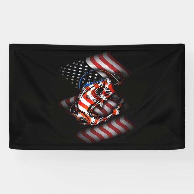 Catfishing American Flag - Catfish Angler Banner (Horizontal)