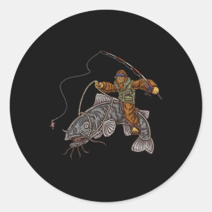 Catfishing Bigfoot Hunting Catfishermen 1  Classic Round Sticker
