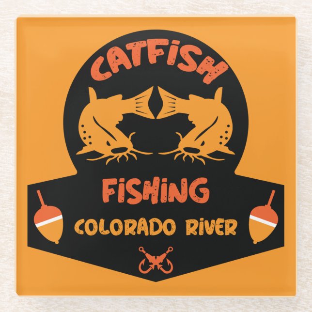 Catfishing Colorado River Glass Coaster (Front)
