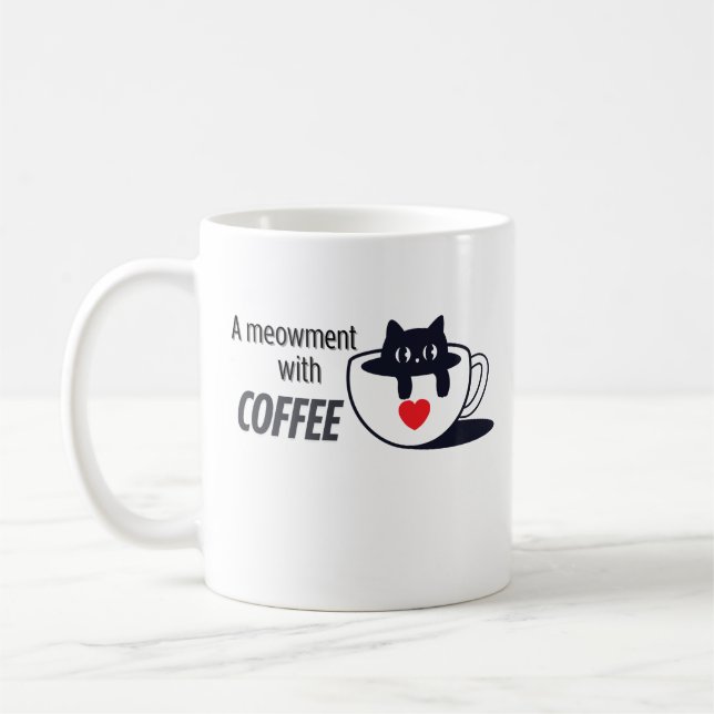 Catful Coffee Vibes – Sleepy Cat Art Coffee Mug (Left)