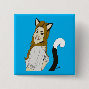 catgirl  15 cm square badge