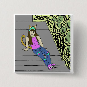 catgirl 15 cm square badge