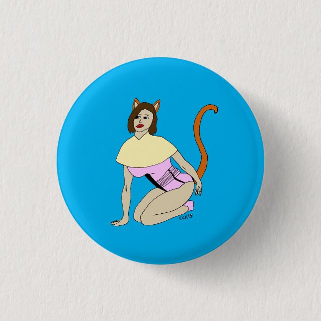 catgirl  3 cm round badge (Front)