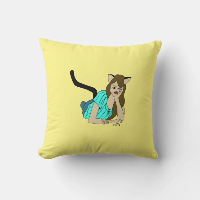 catgirl button cushion (Front)